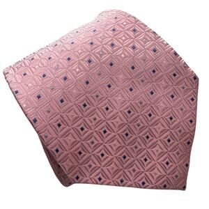 Pierre Cardin 100% silk classic geometric square tie pink blue 3.75" w